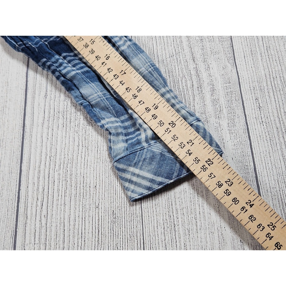 J. Jill Button Front Shirt Womens Small Blue White Plaid Cotton Ombre Tunic - Picture 5 of 9